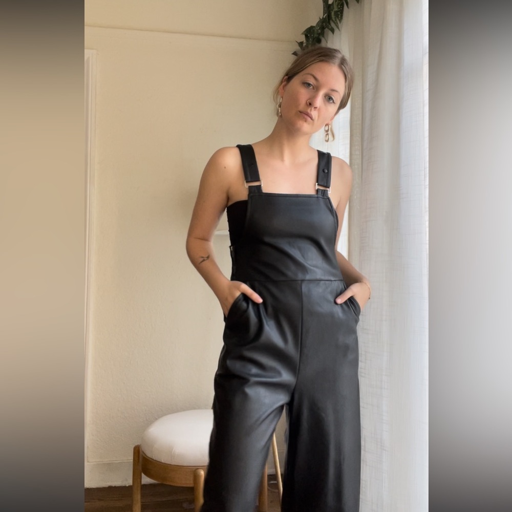 Faux Leather Overalls